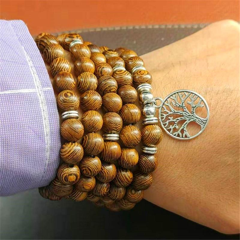Yoga Fitness Tracker - 108 Beads Men Bracelets Tibetan Buddhist