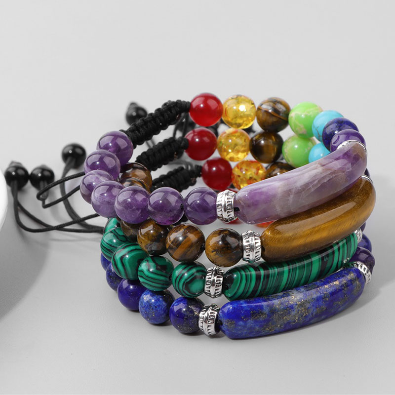 Yoga Fitness Tracker - Fashion 7 Chakra Beads Bracelet Natural