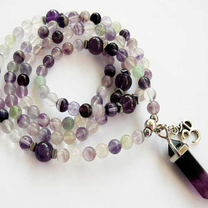 Yoga Fitness Tracker - 108 Mala Fluorite Necklace 108 mala