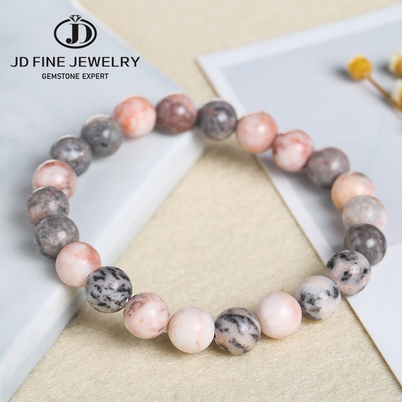 Yoga Fitness Tracker - JD Natural Pink Zebra Jaspers Stone