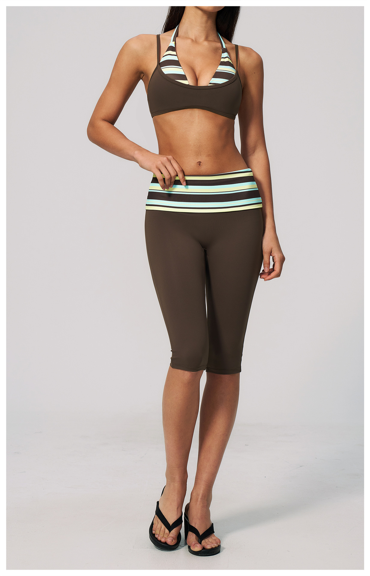 STYLISH LADY Striped Fold Over - Yoga Fitness Club review and price